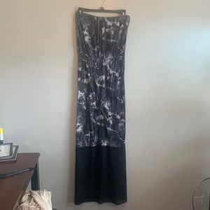 EXPRESS Black and white tie dye strapless maxi dress